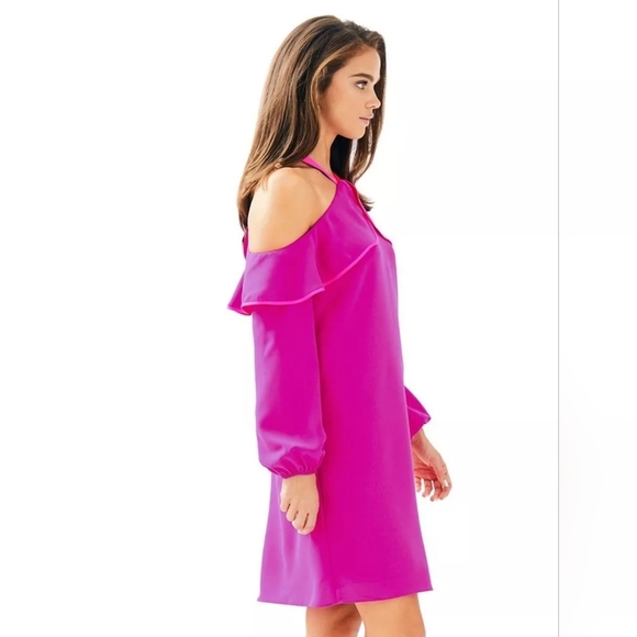 Lilly Pulitzer Abrielle Mini Dress Sunny Shoulder In Berry Sangri, Pink $228 NWT - Picture 2 of 13